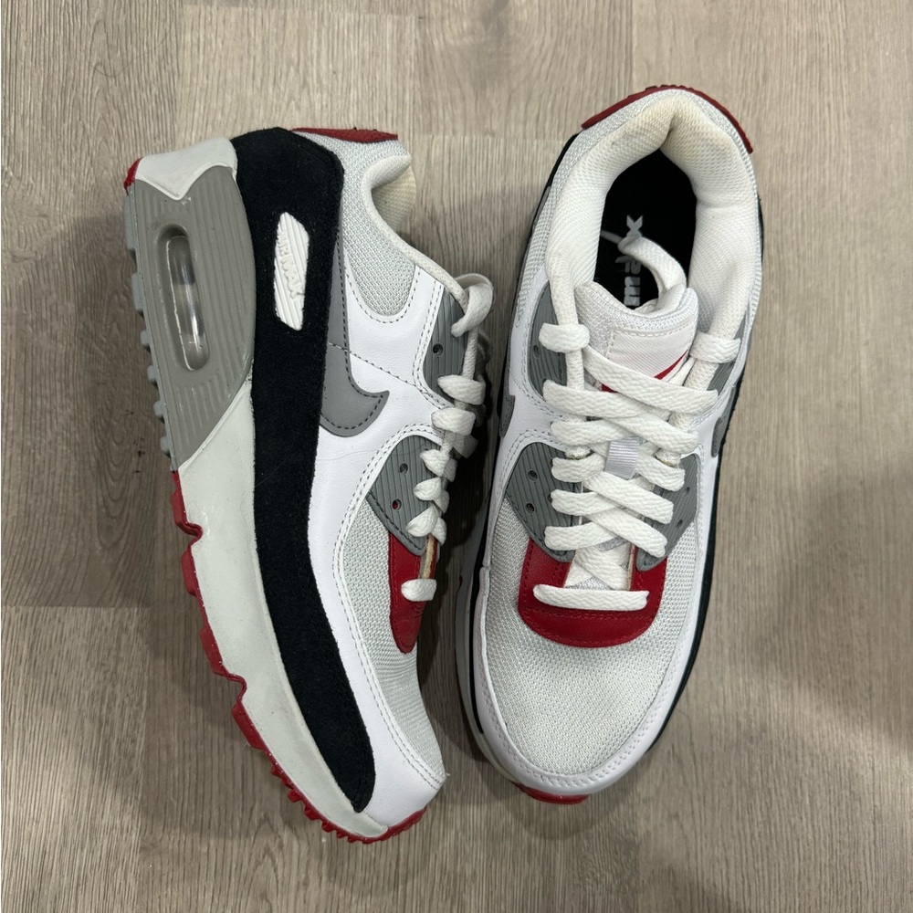 Nike Air Max 90 white and red trainers
